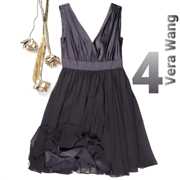 Vera Wang Gorgeous Black Charcoal Formal Dress Size 4 - Picture 1 of 13